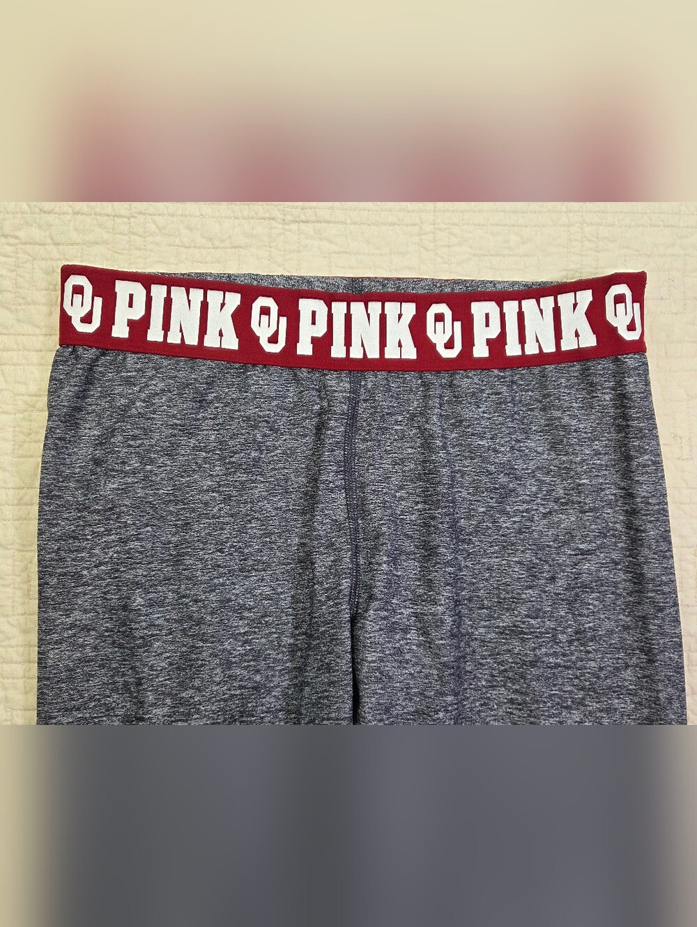 PINK Victorias Secret University of Oklahoma Sooners Leggings Heather Gray Small - Picture 6 of 12